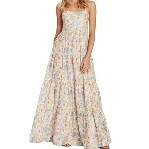 Harni Ivy Tiered Maxi Dress Alorura Floral Size XS